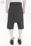 Boris Bidjan Saberi Striped Casual Shorts Cotton P1.1 F1603D-RH Dyed Black